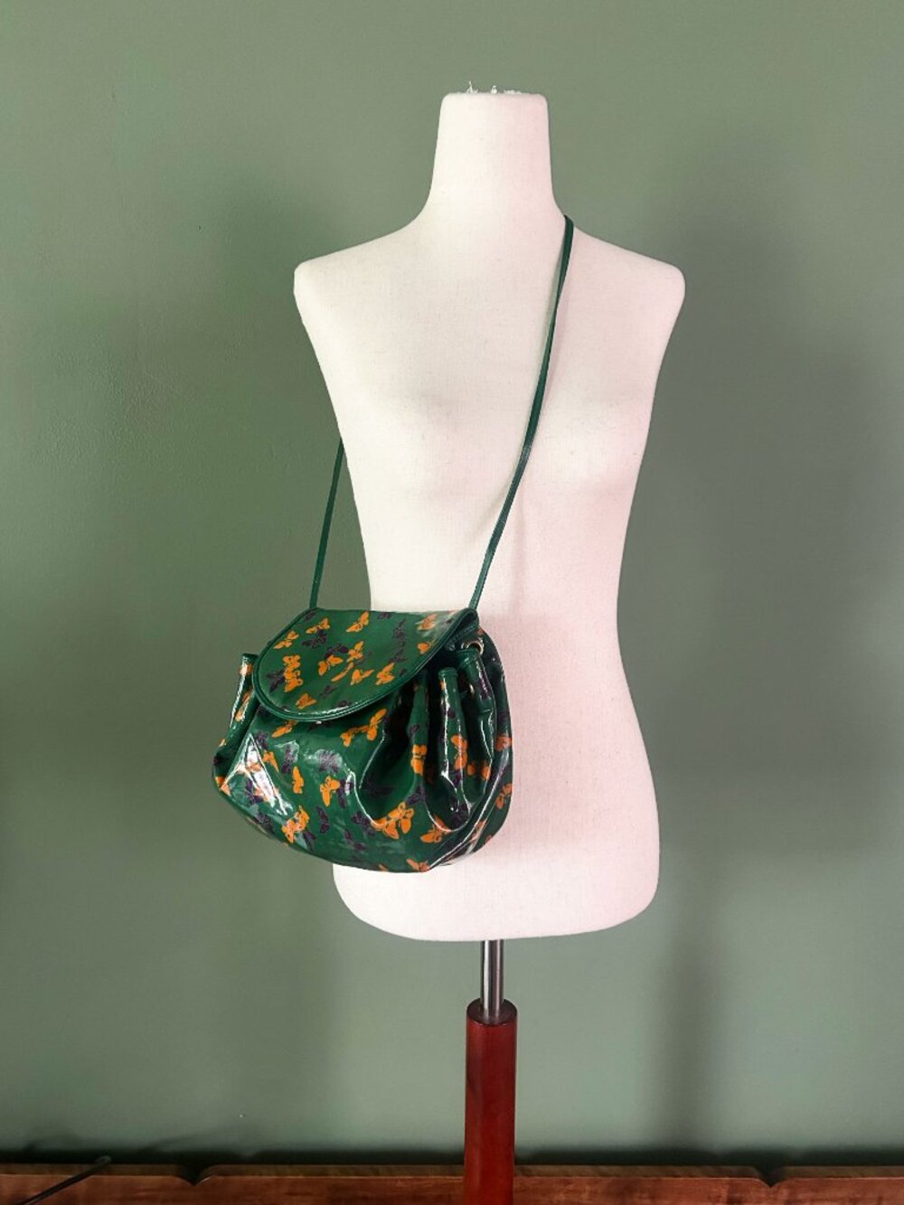 RARE Vintage Bottega Veneta Butterfly Bag Green Orange Purple Mint Shoulder Bag - Picture 10 of 10